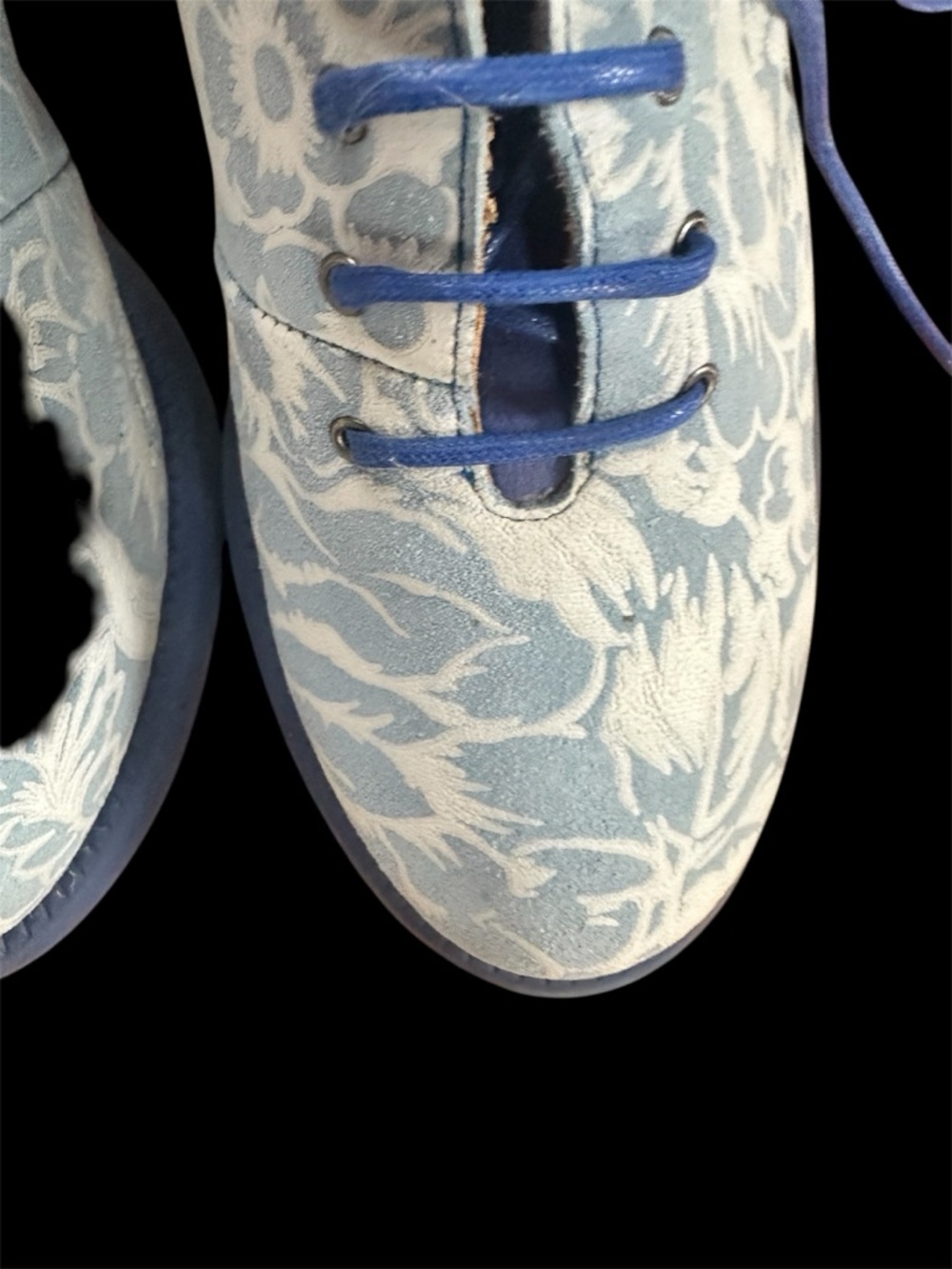 John Fluevog Light Blue Floral Lace-Up Boots